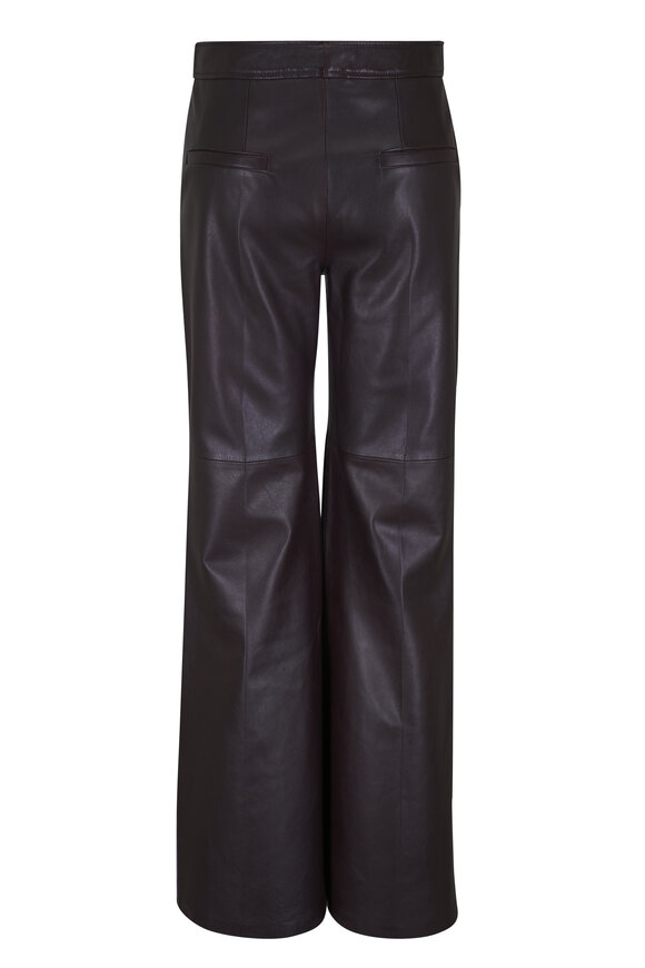 Dorothee Schumacher Sleek Statement Chocolate Leather Flare Pant - view 4