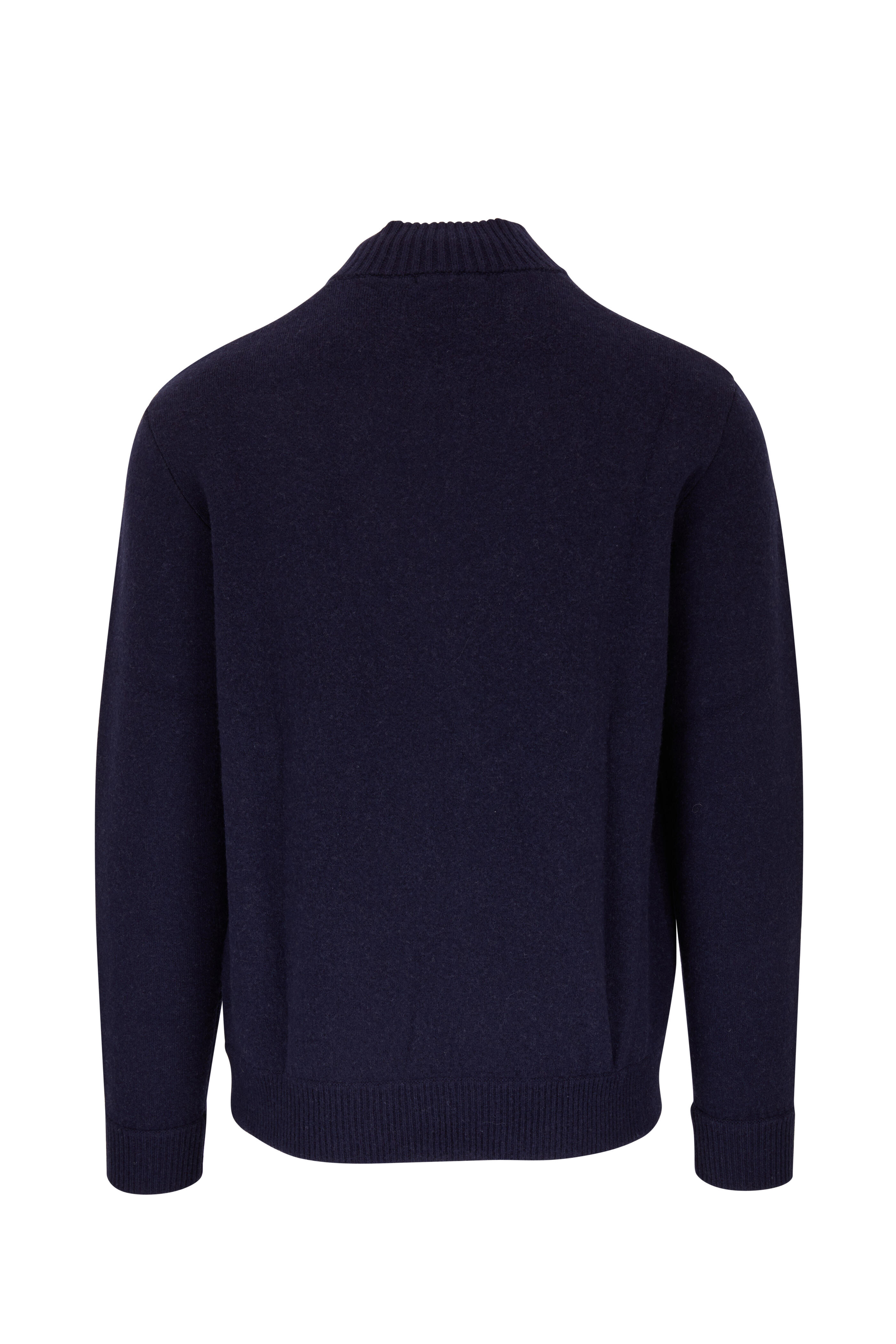 Raffi - Navy Wool & Cashmere Front Zip Cardigan