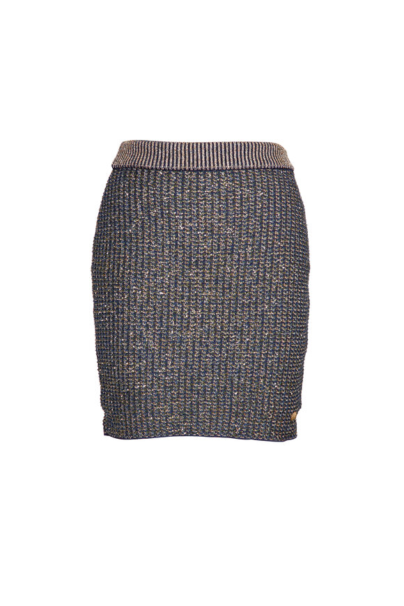 Balmain Gray Glitter Knit Pencil Skirt - view 1