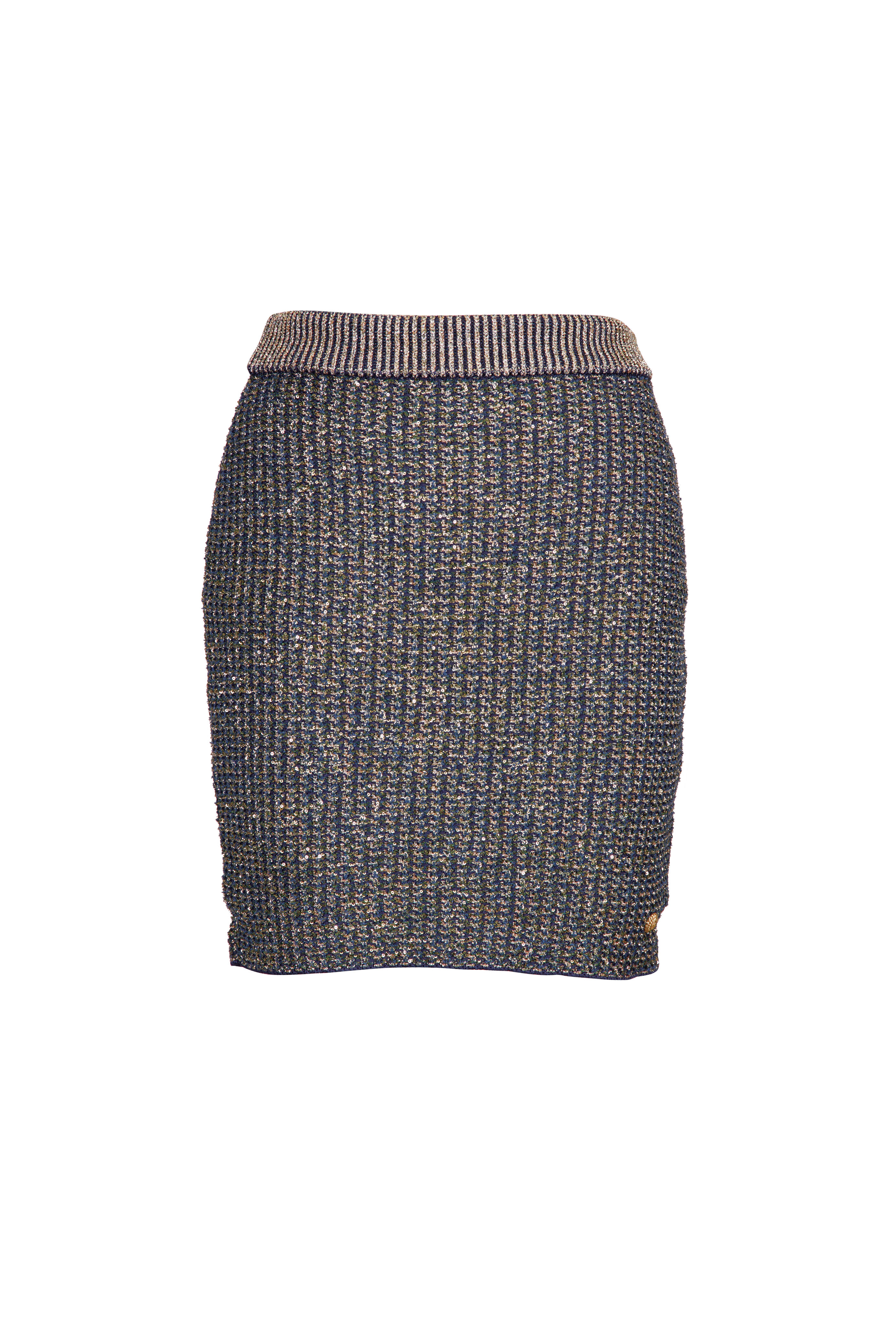 Balmain - Gray Glitter Knit Pencil Skirt - view 1