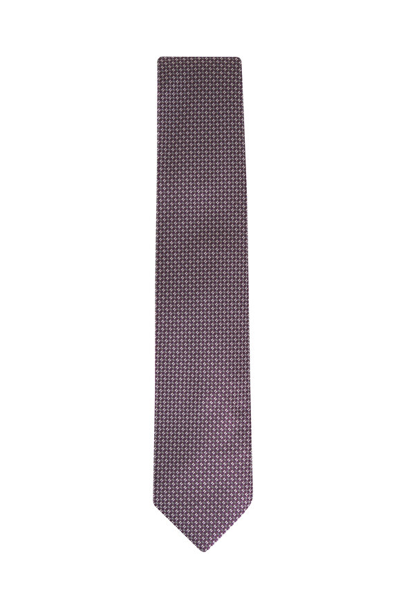 Brioni Purple Micro Jacquard Silk Necktie - view 1