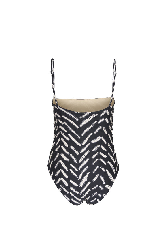 Johanna Ortiz Whispering Tides Black & Ecru One Piece Swimsuit - view 4