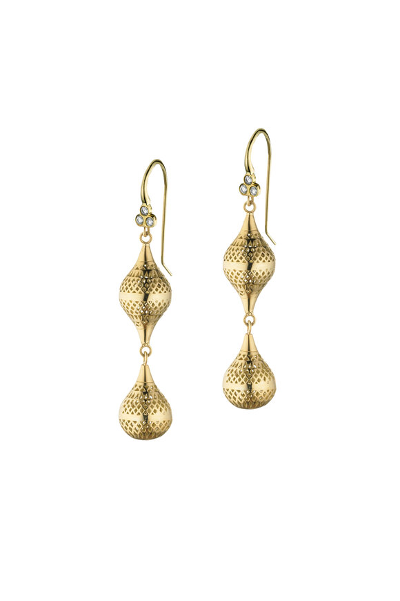 Ray Griffiths - Yellow Gold Double Drop Earrings