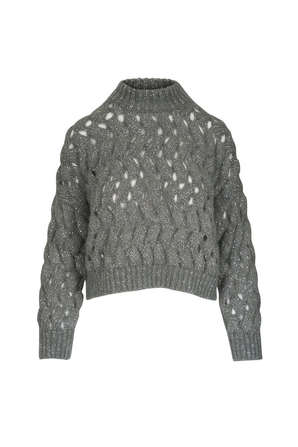 Brunello Cucinelli Military Wave Knit Paillette Sweater - view 1