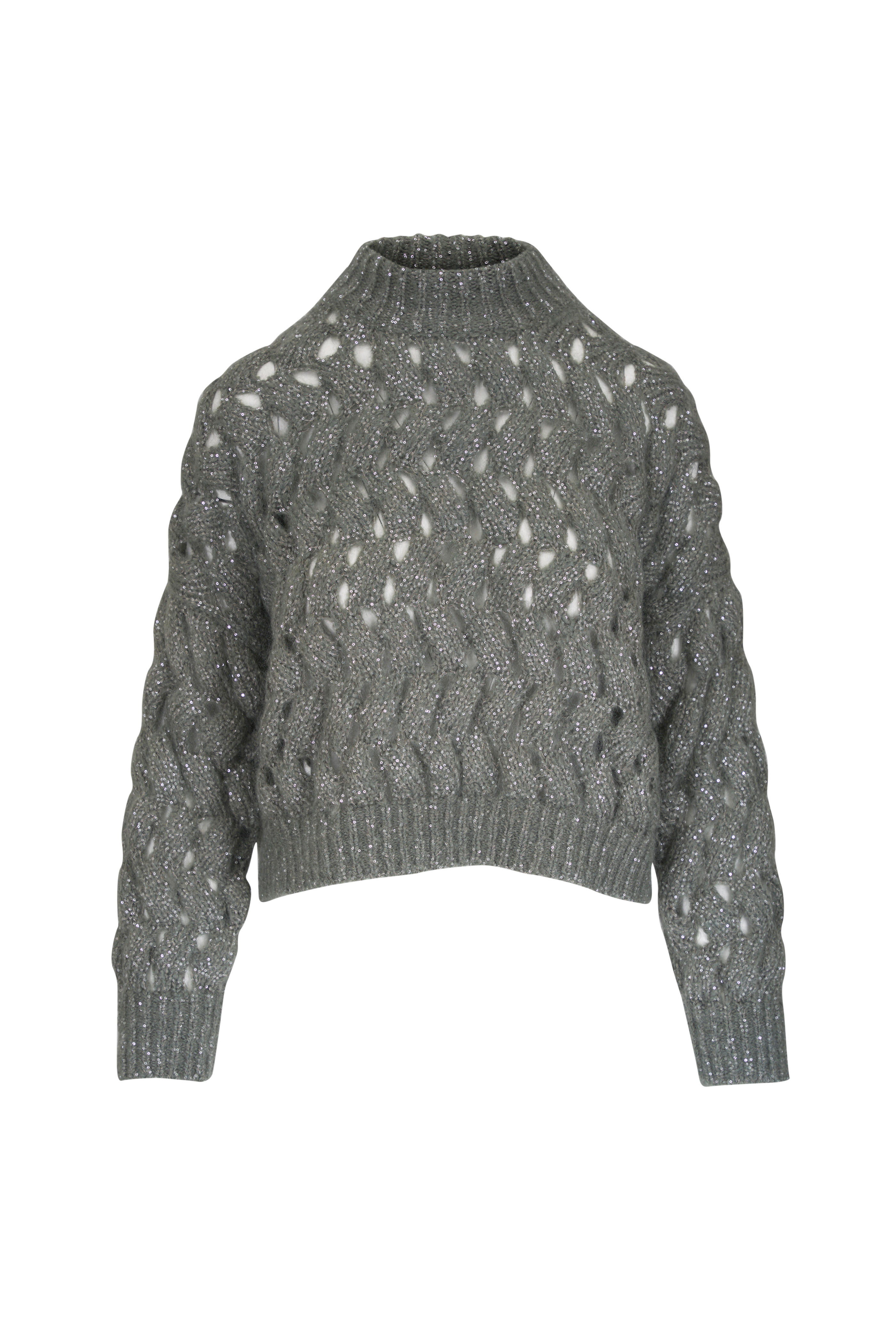 Brunello Cucinelli - Military Wave Knit Paillette Sweater - view 1