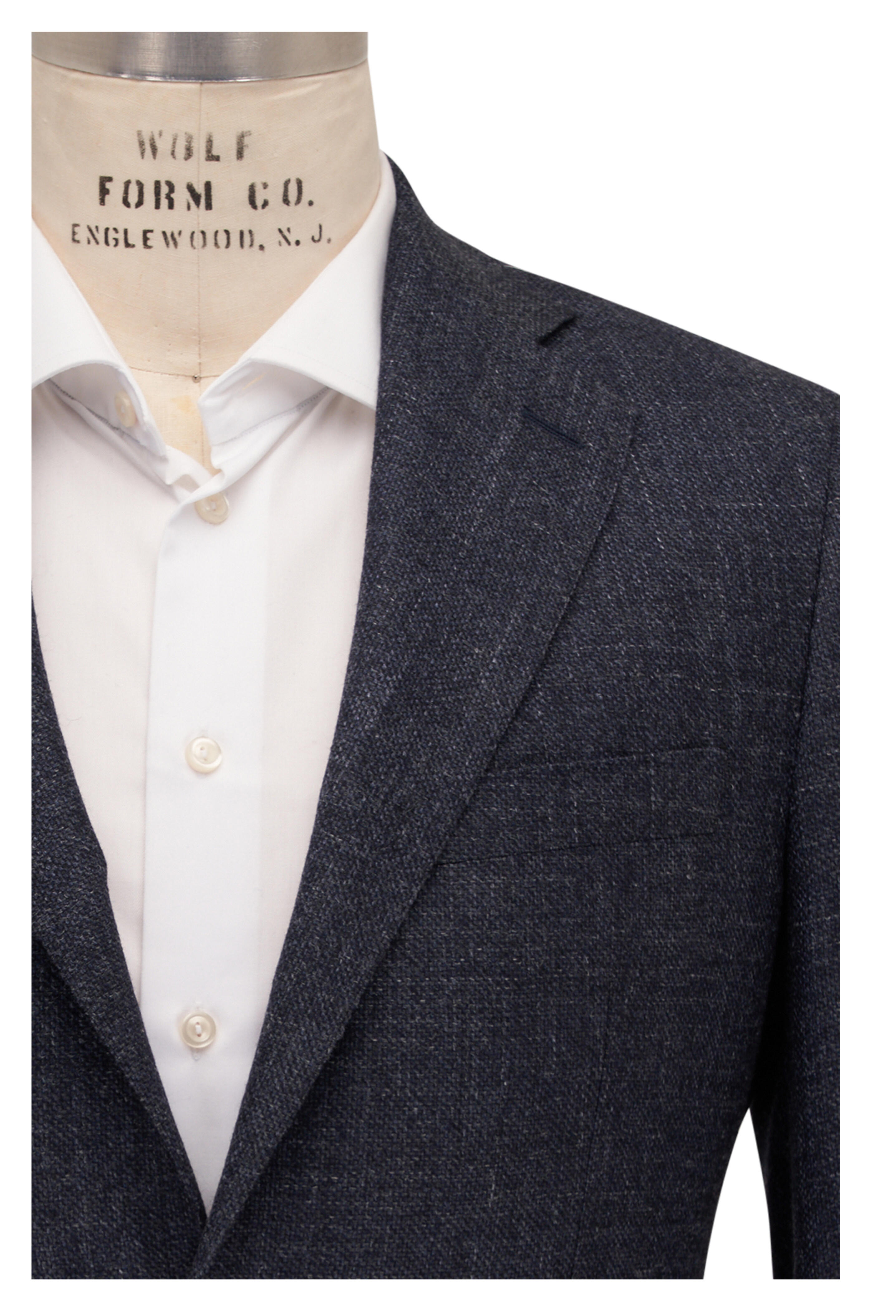 Atelier Munro - Navy Denim Wool, Silk & Linen Sport Coat