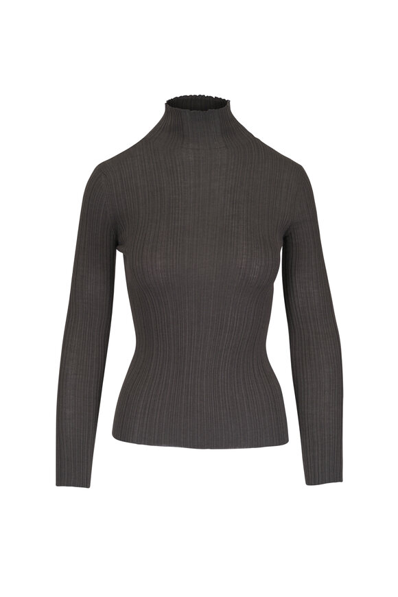 Agnona Dark Green Mock Neck Sweater - view 1