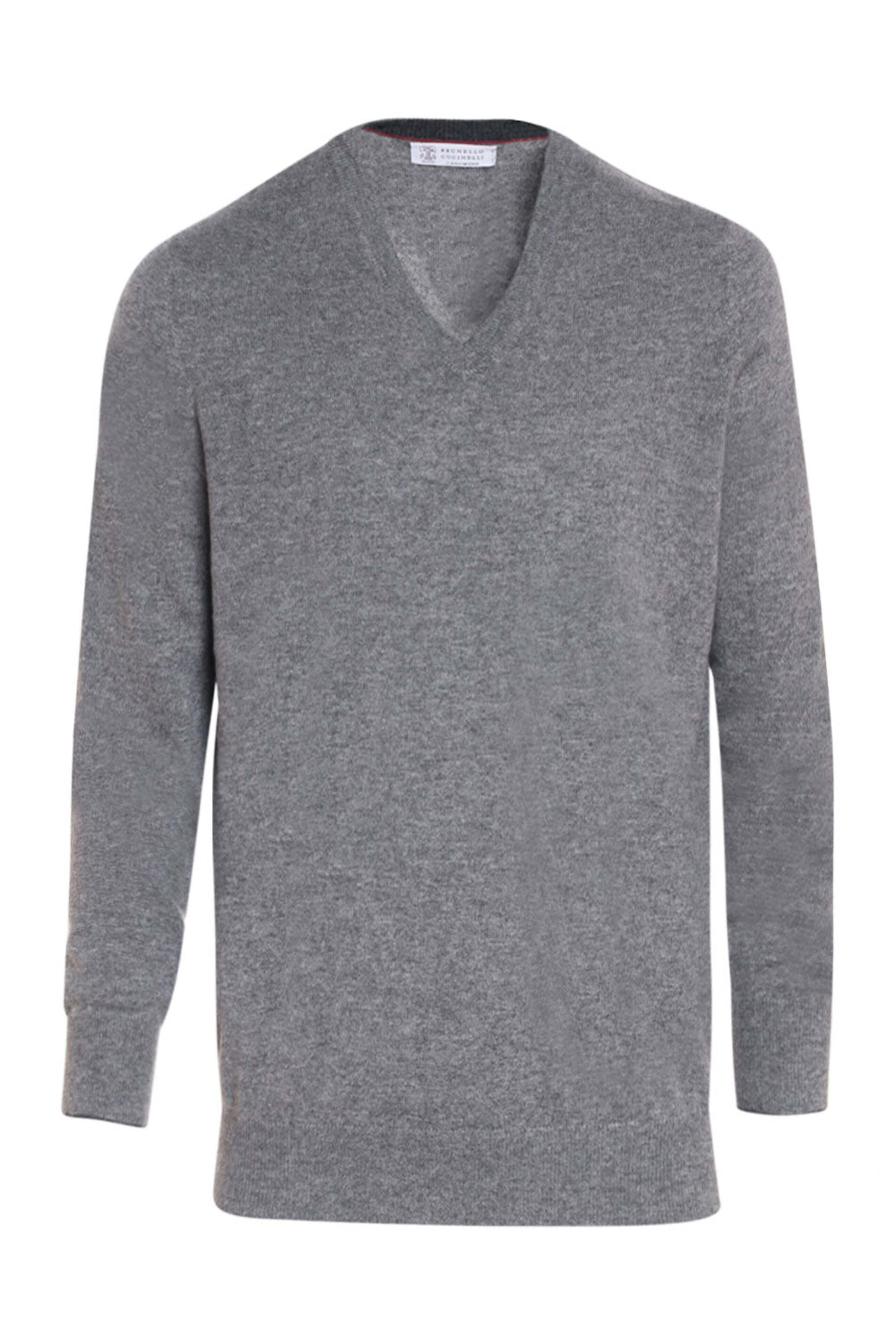 BRUNELLO CUCINELLI Vネック　カシミヤ100% セーター　M Brunello Cucinelli - Charcoal Cashmere V-Neck Sweater