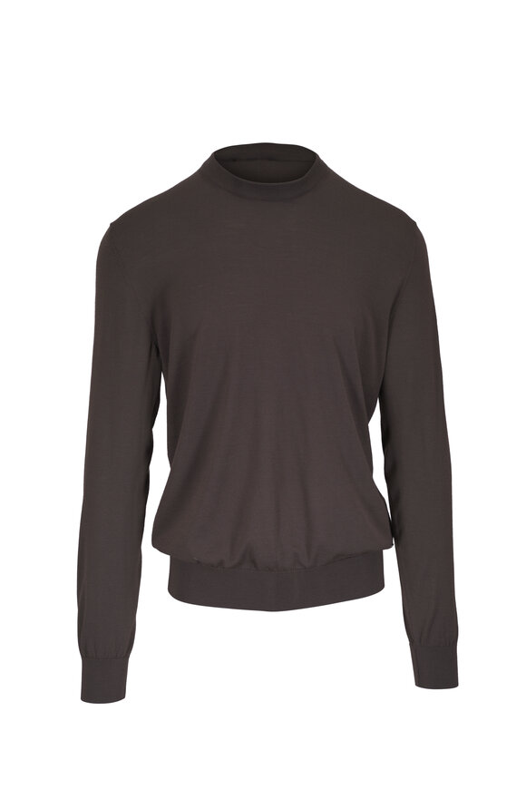 Brioni Dark Brown Wool Crewneck Sweater