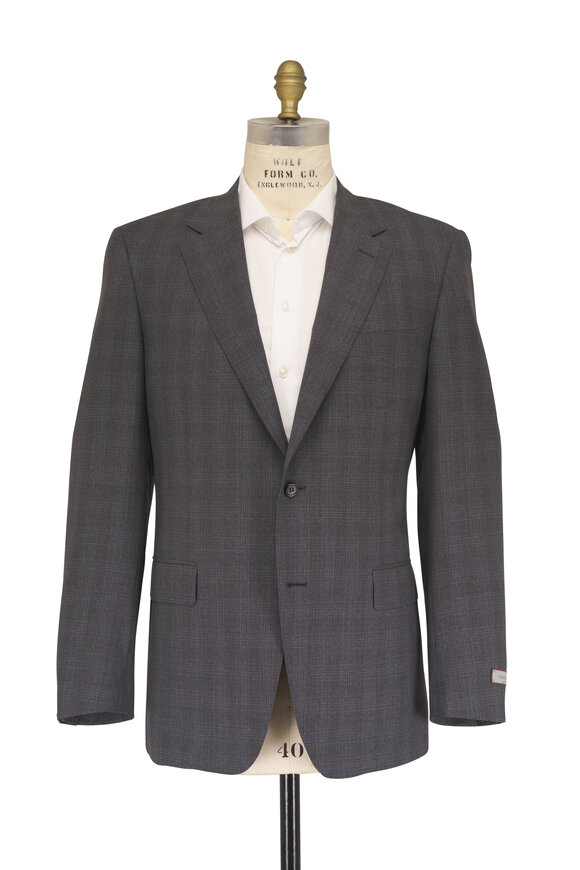 Canali Gray Subtle Plaid Wool Suit - view 2