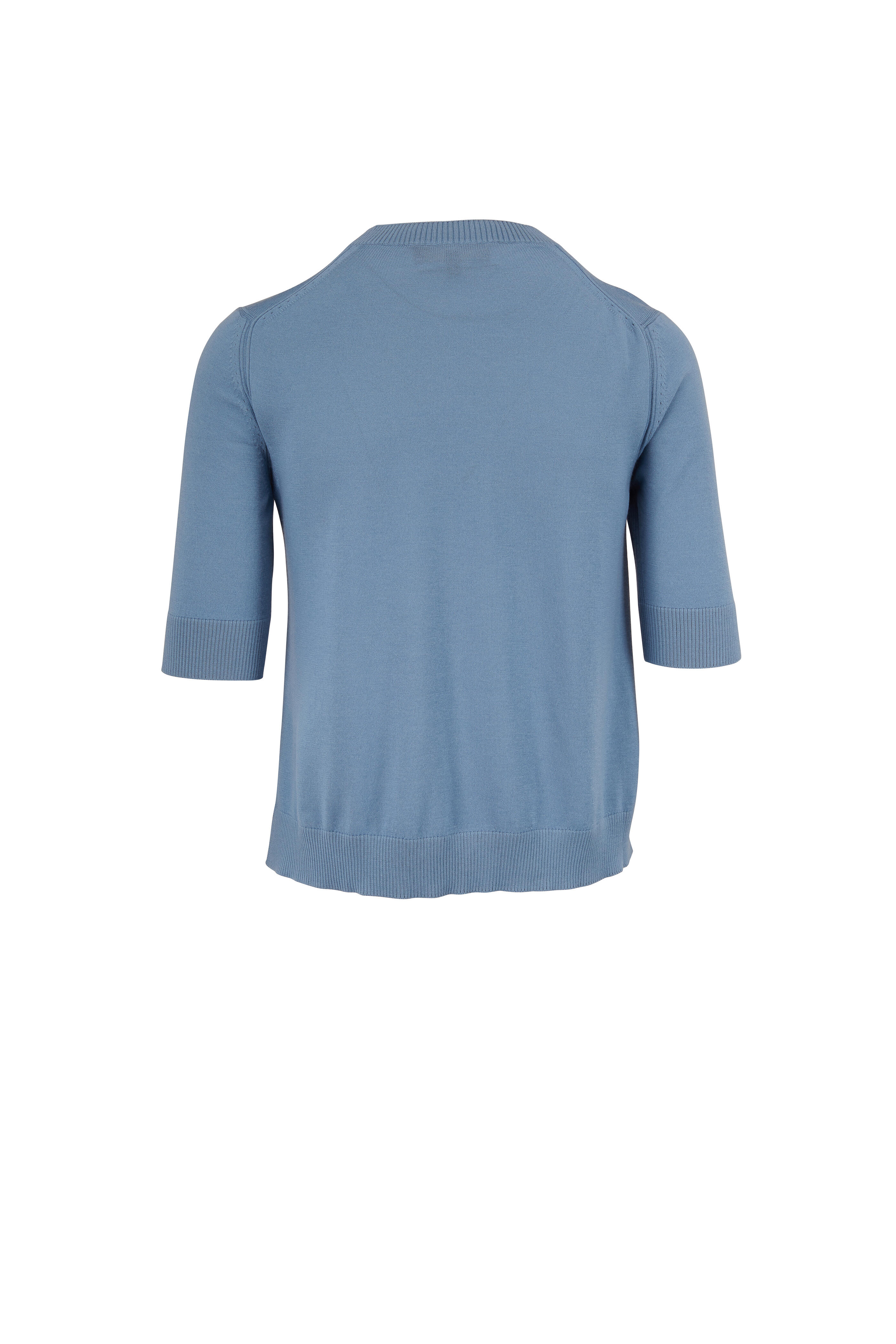 Loro Piana - Medium Blue Baby Cashmere Elbow Sleeve Sweater