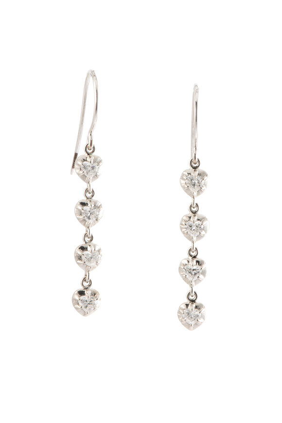 Sylva & Cie Diamond Heart Drop Earrings