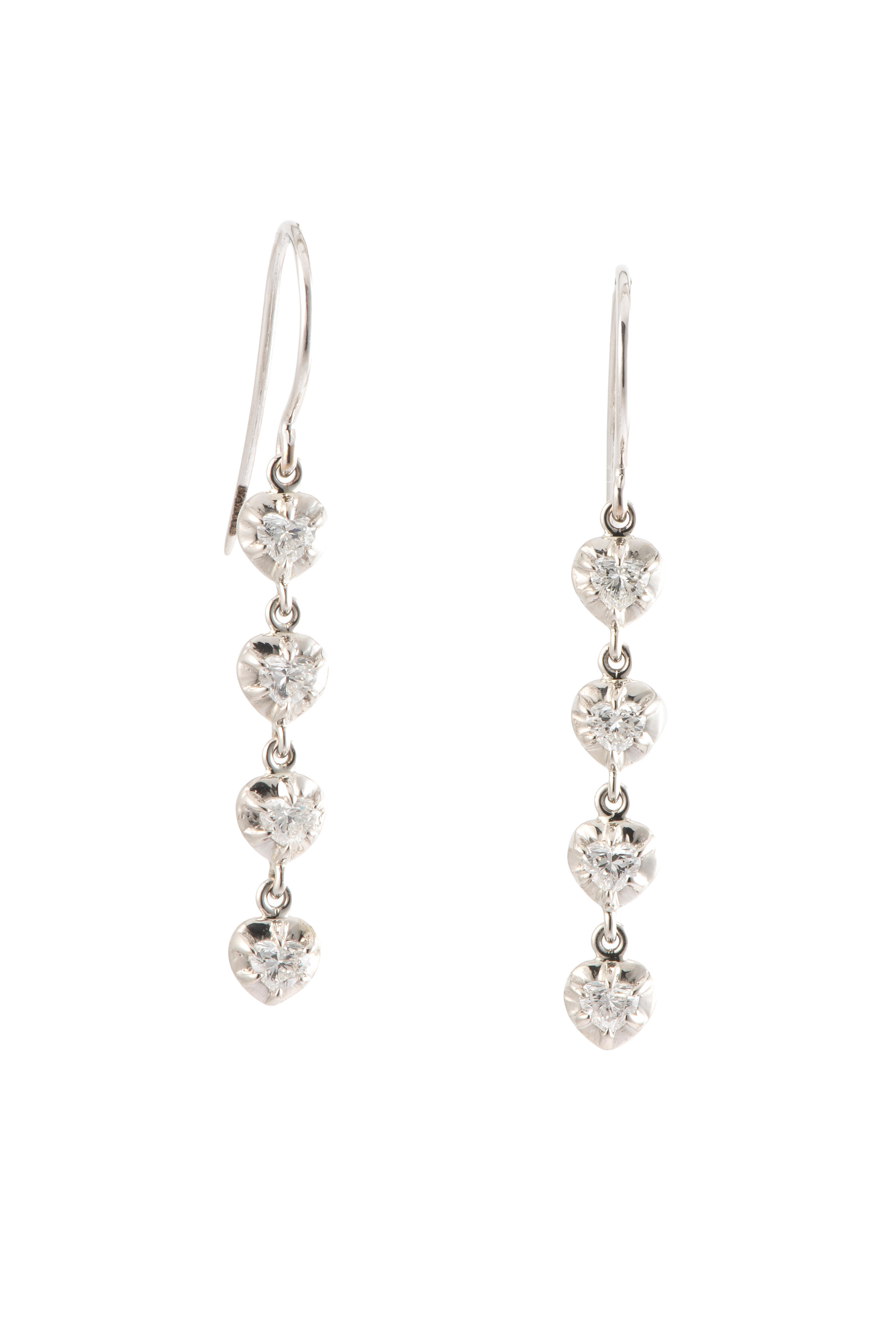 Sylva & Cie - Diamond Heart Drop Earrings