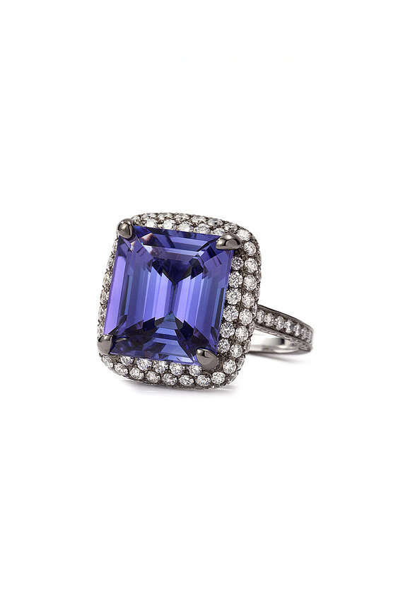 Nam Cho 18k Tanzanite & Diamond Double Halo Cocktail Ring - view 1