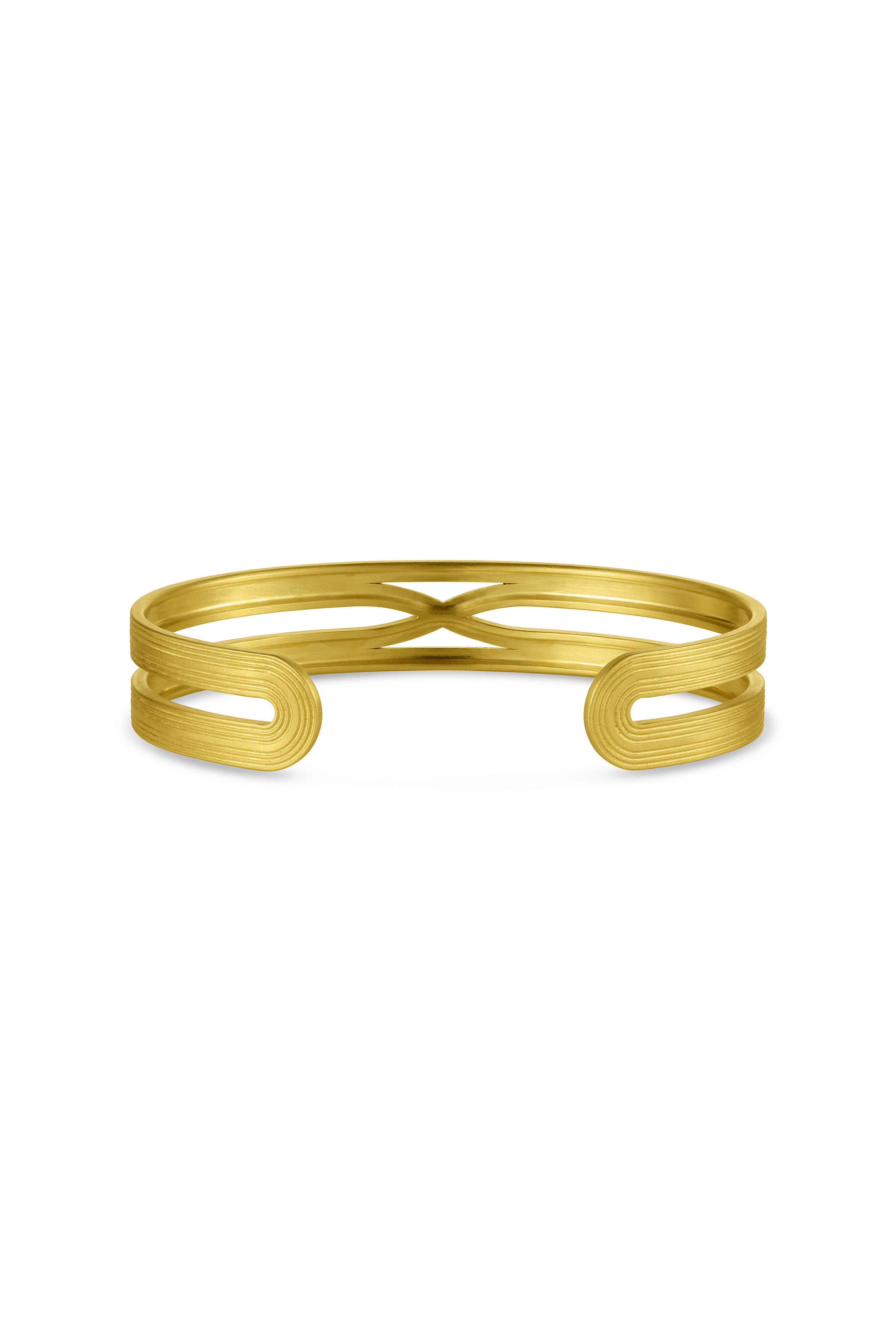 Leigh Maxwell - 18k Yellow Gold Ridged Cuff Bracelet - view 2