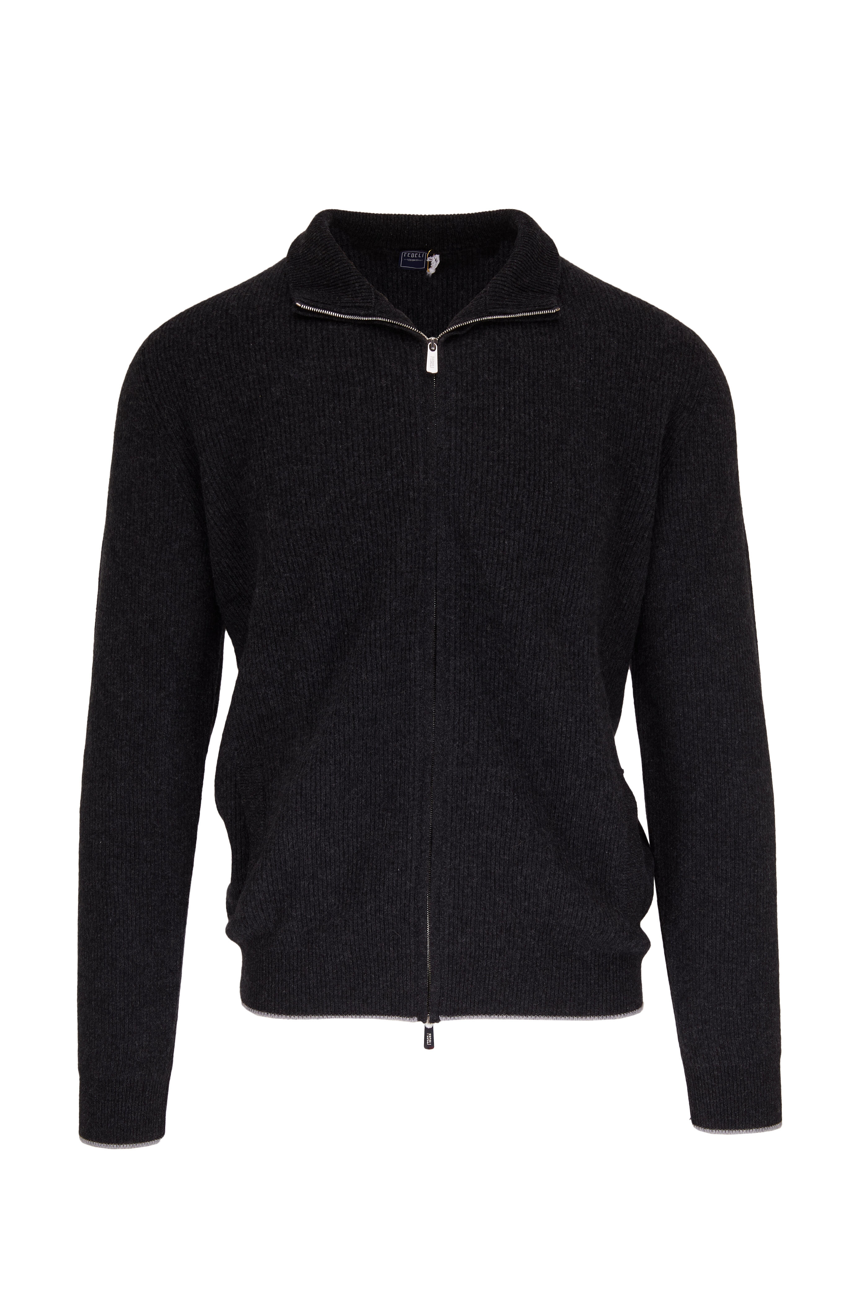 Fedeli - Charcoal Cashmere Zip-Up Sweater