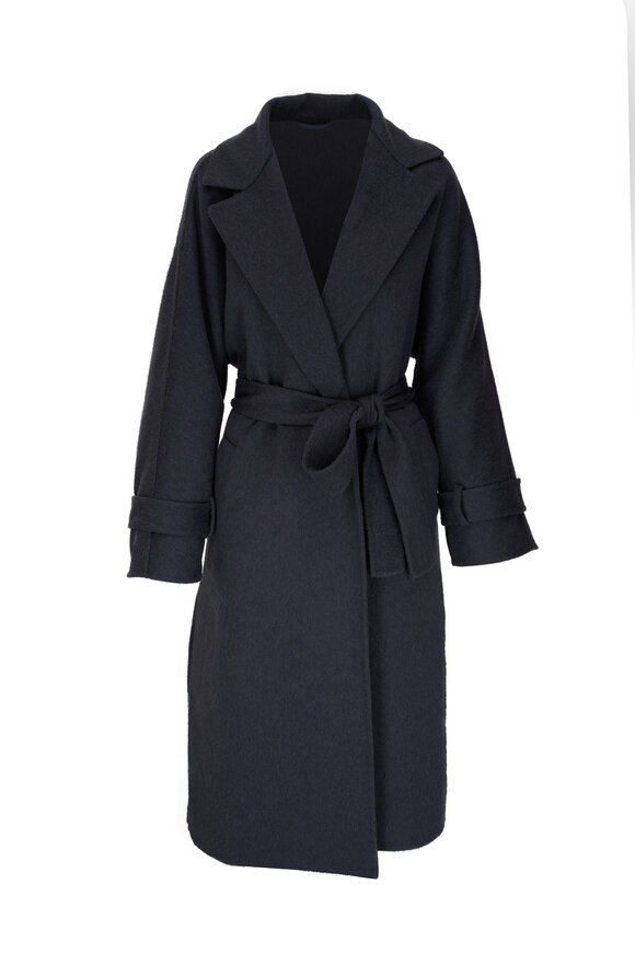 Kiton - Navy Angora & Fleece Long Coat | Mitchell Stores