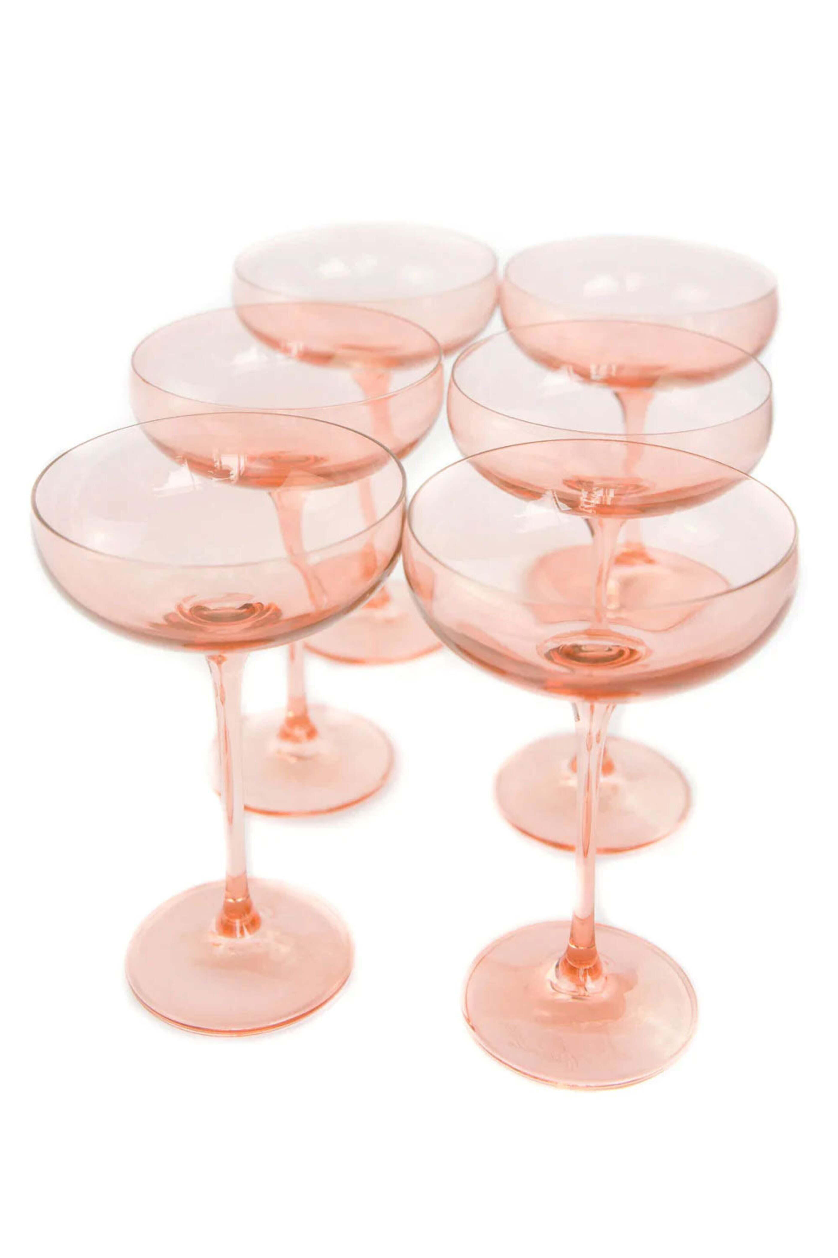 Estelle Colored Glass - Champagne Coupe Stemware in Pink