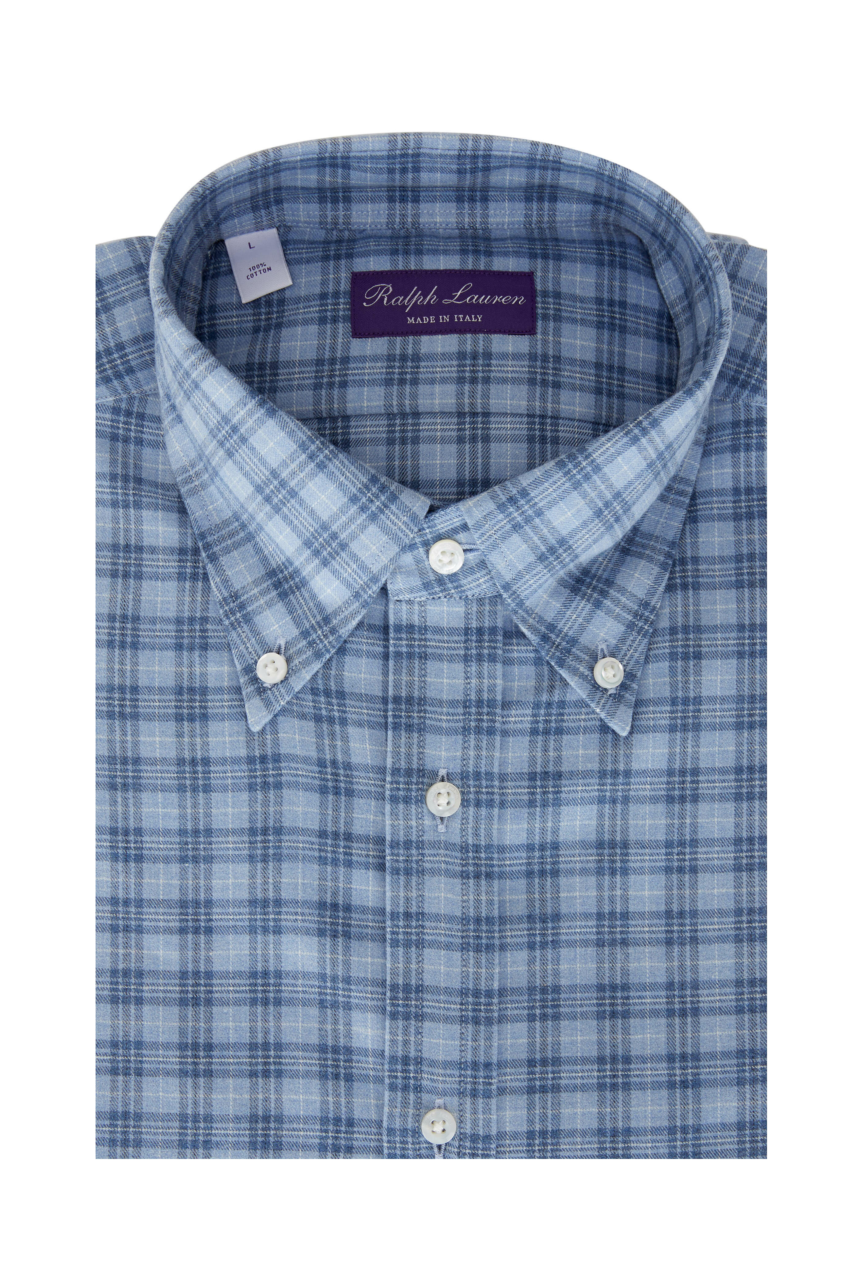 Canali Blue Gingham Linen Sport store Shirt - Small