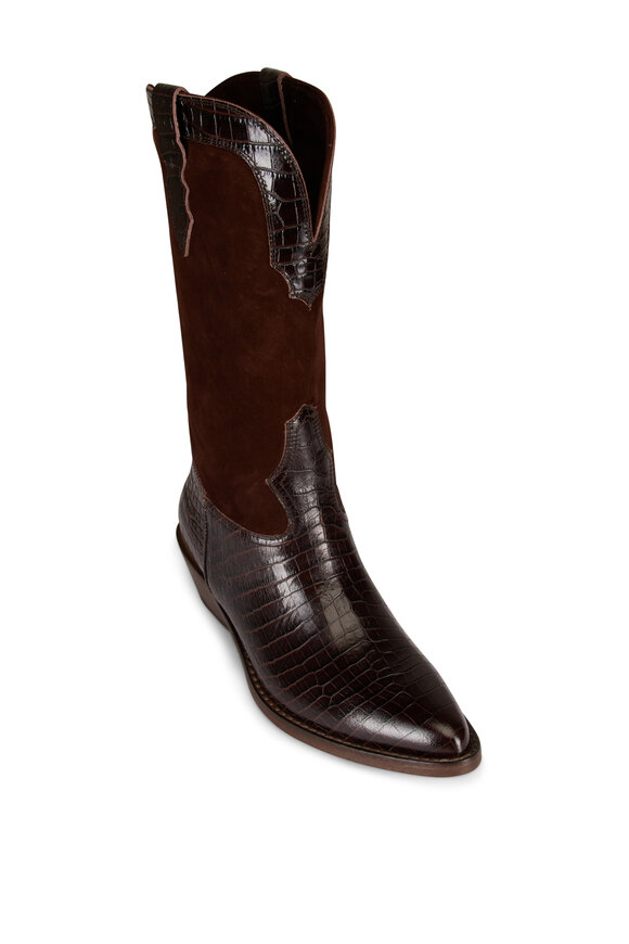 Partlow Mira Stamped Leather & Suede Cowboy Boot - view 1