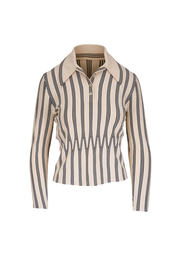 Zimmermann Rebellion Cream & Black Stripe Polo