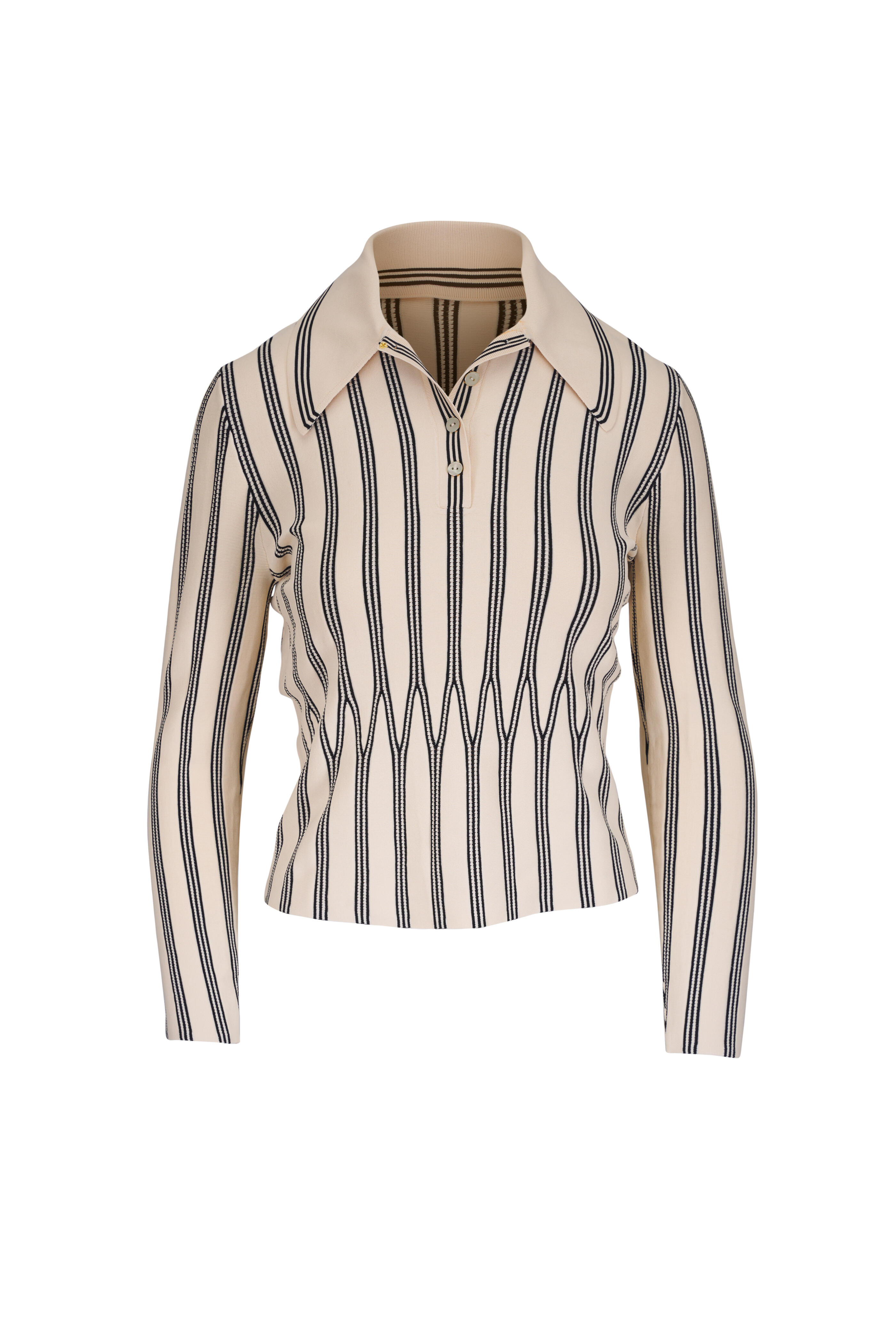 Zimmermann - Rebellion Cream & Black Stripe Polo