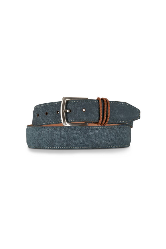 Martin Dingman - Bermuda Braid Ocean Denim Nubuck Belt 