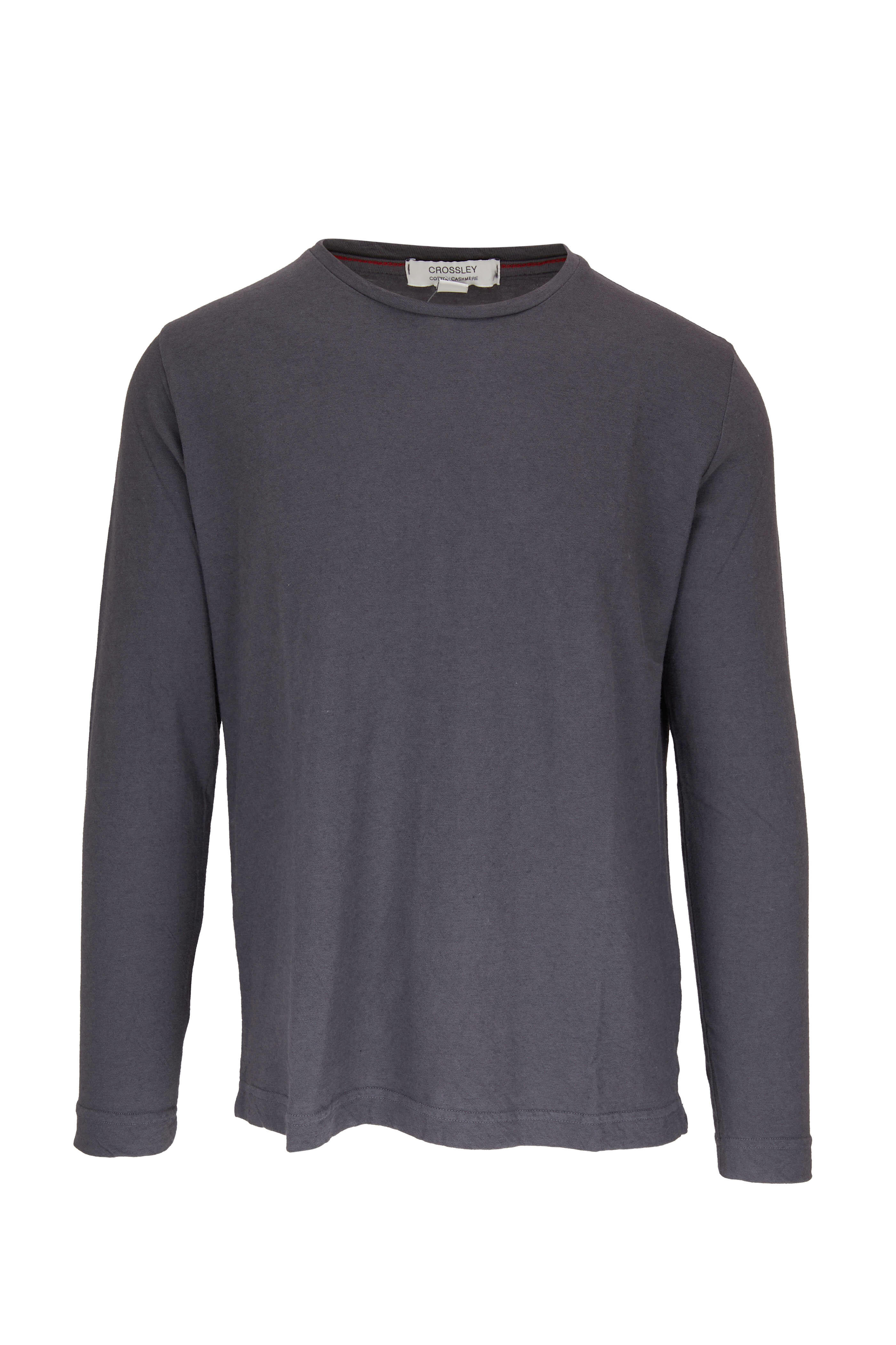 Crossley - Gray Cotton & Cashmere Long Sleeve T-Shirt