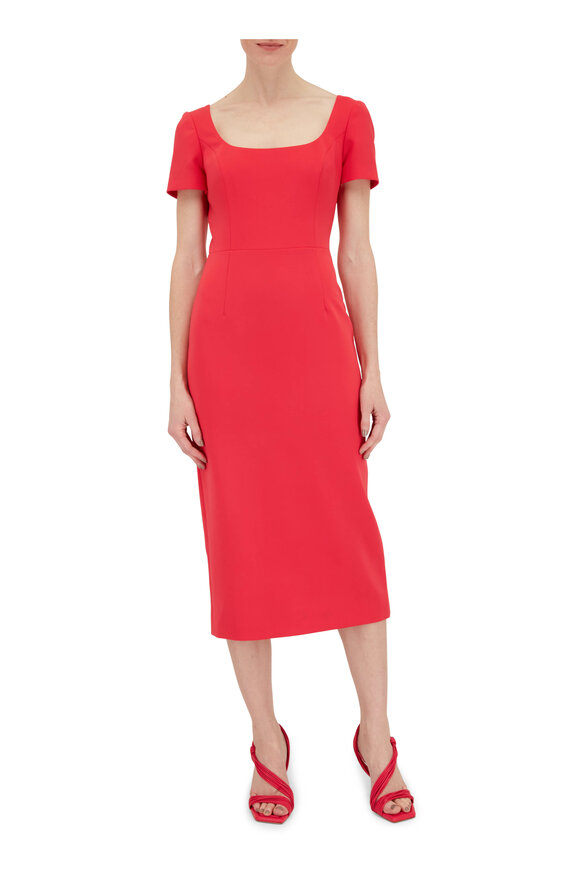 Carolina Herrera - Hot Pink Fitted Corset Sheath Dress 