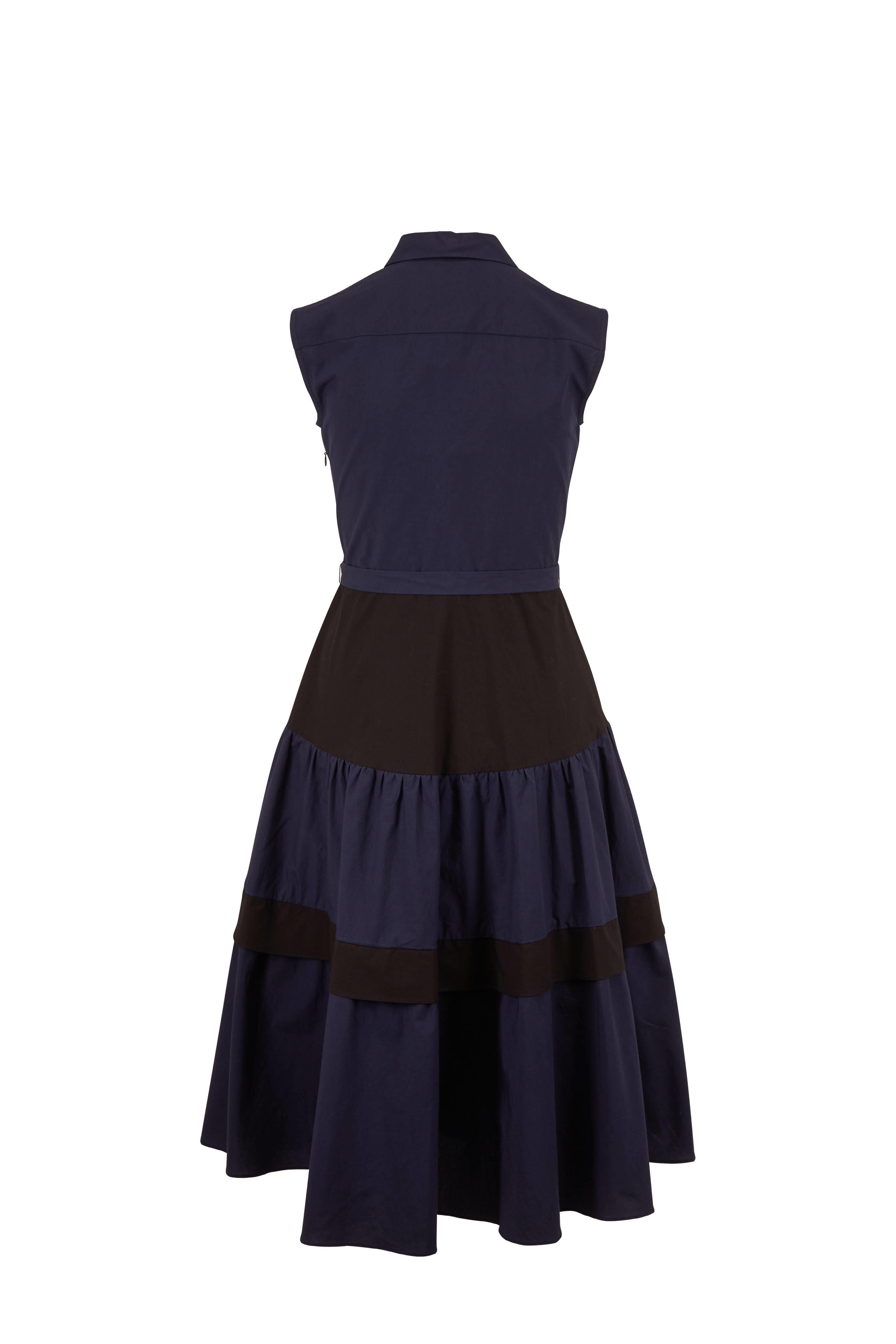 blue and black colorblock dress KAAREM - Two-Three A-Line Colorblock Dress