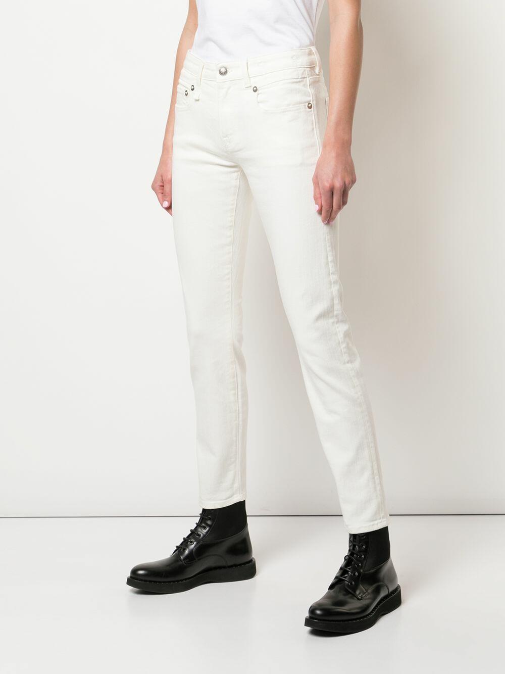 R13 - Rinsed White Mid-Rise Boy Skinny Jean