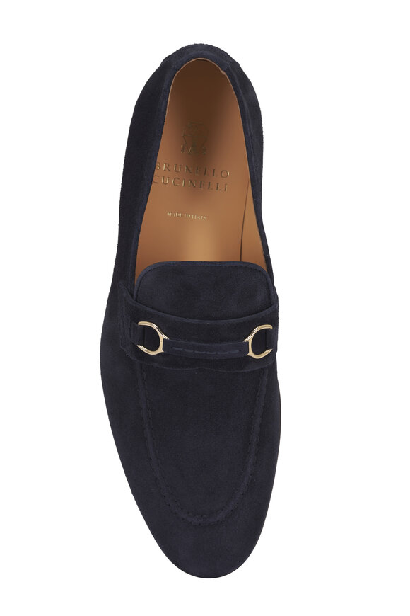 Brunello Cucinelli Navy Blue Suede Loafer - view 3