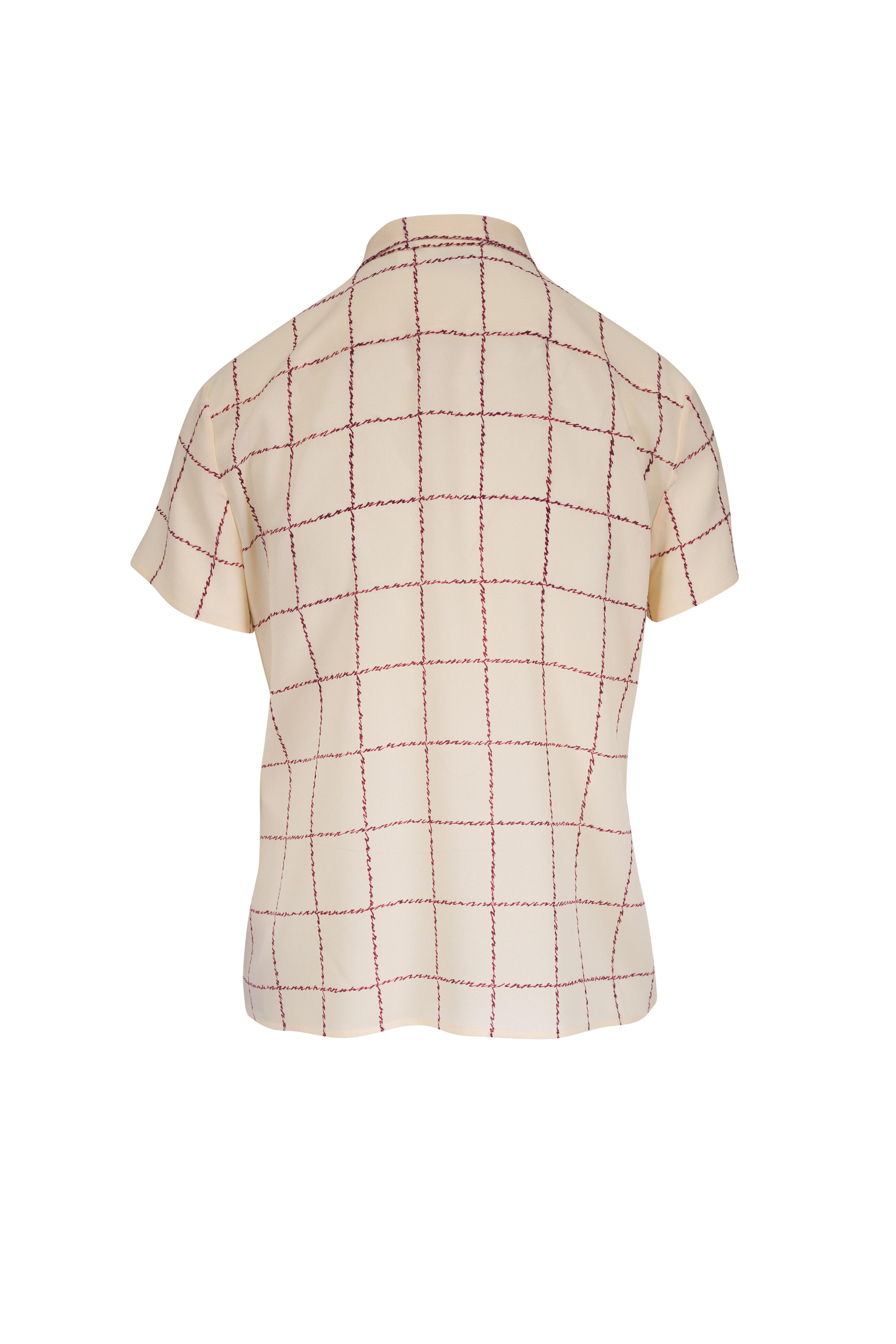 Loro Piana - Febe Ivory Piot Check Sable Silk Blouse