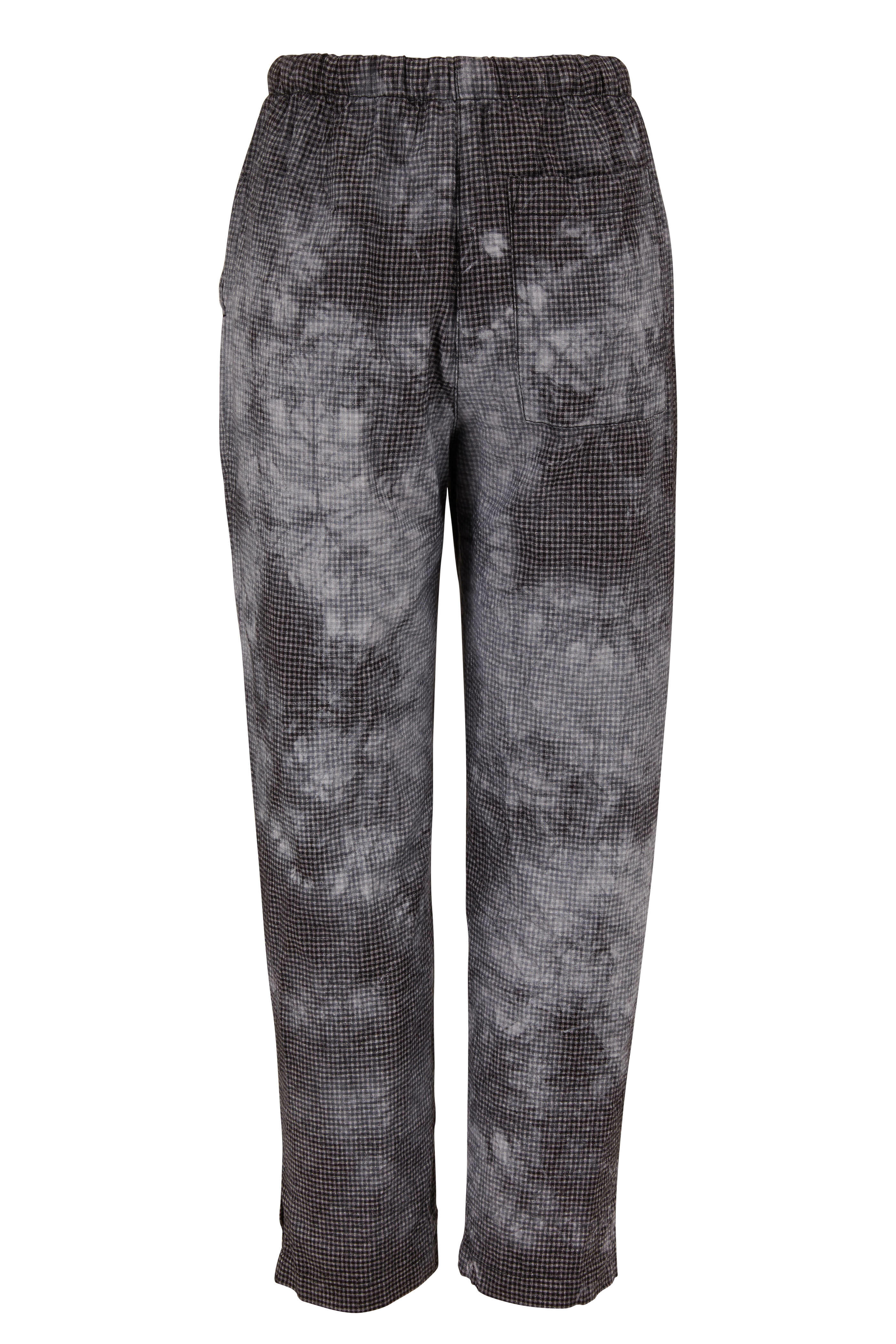 Raquel Allegra - Black Check Tie-Dye Drawstring Ankle Pant