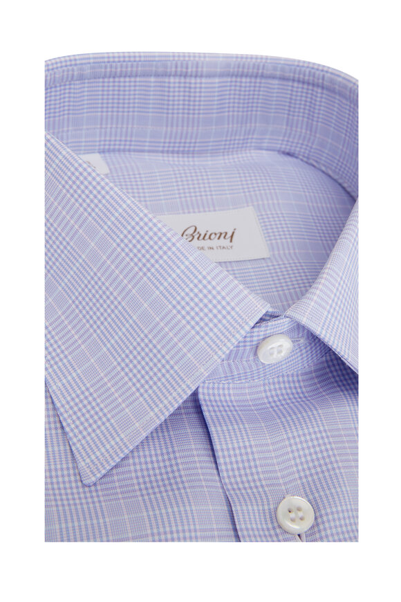 Brioni - Light Purple Plaid Cotton Dress Shirt