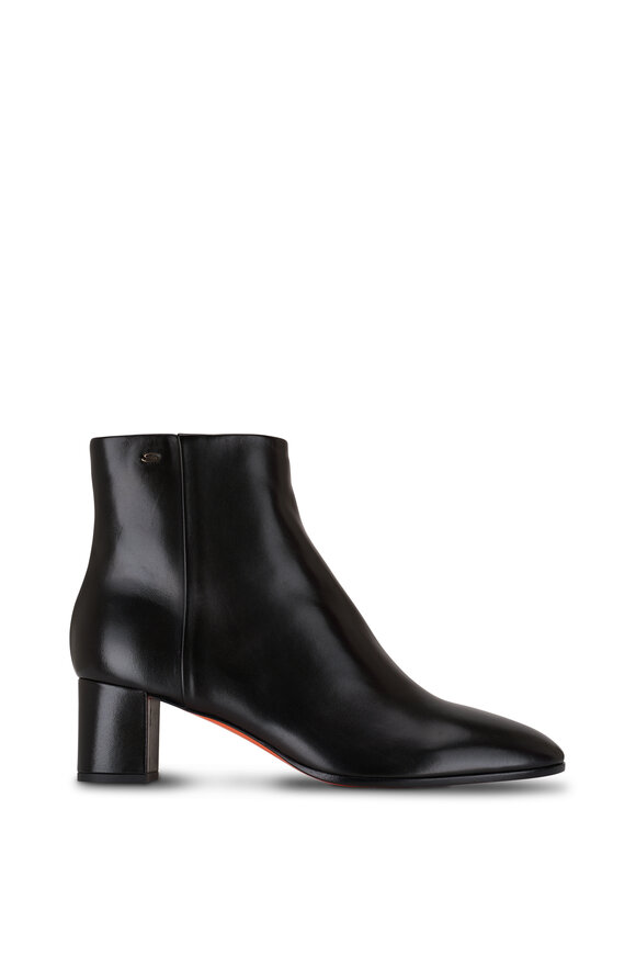 Santoni - Halfrida Black Leather Bootie, 50mm 