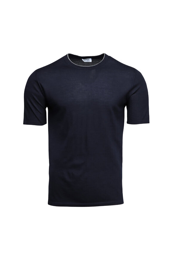 Cesare Attolini Navy Cashmere & Silk T-Shirt - view 1