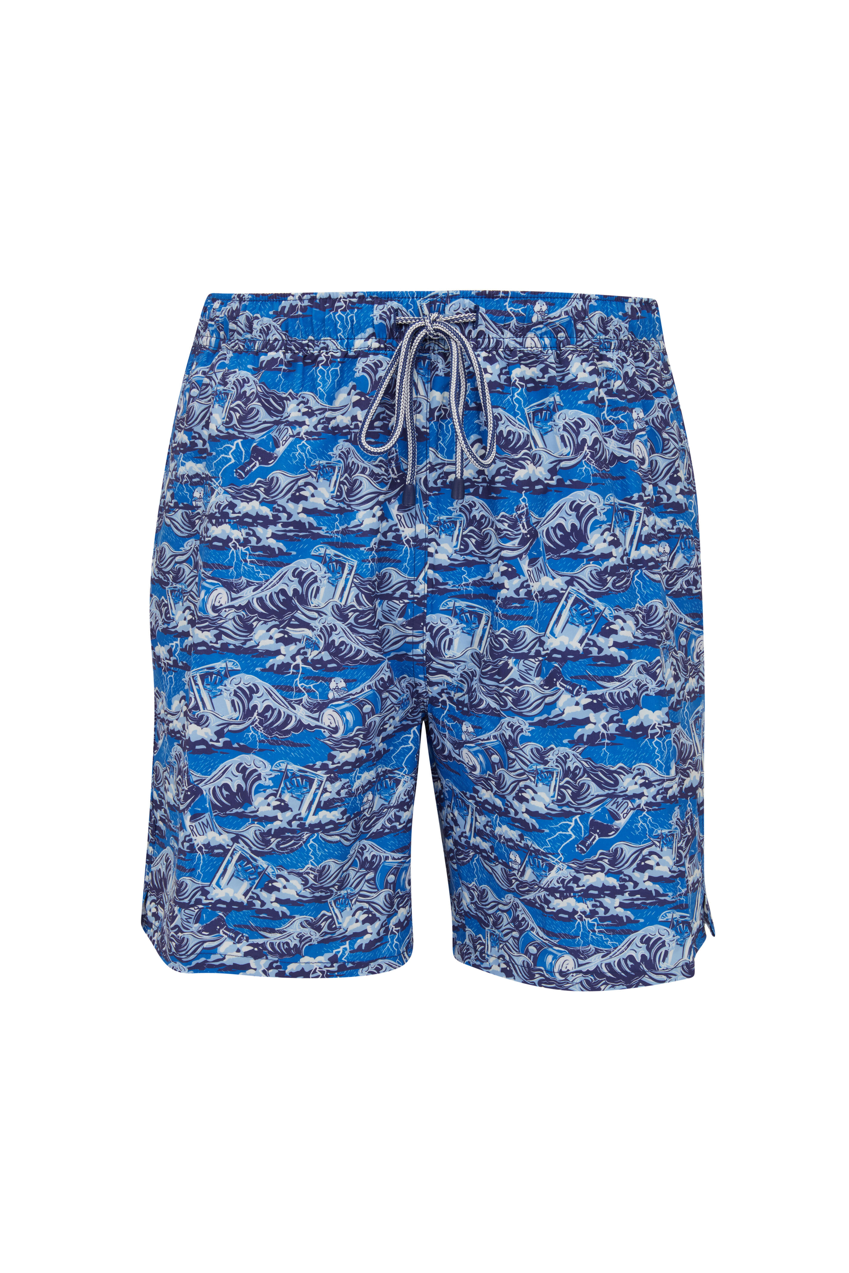 Peter Millar - Dark & Stormy Blue Marlin Print Swim Trunks