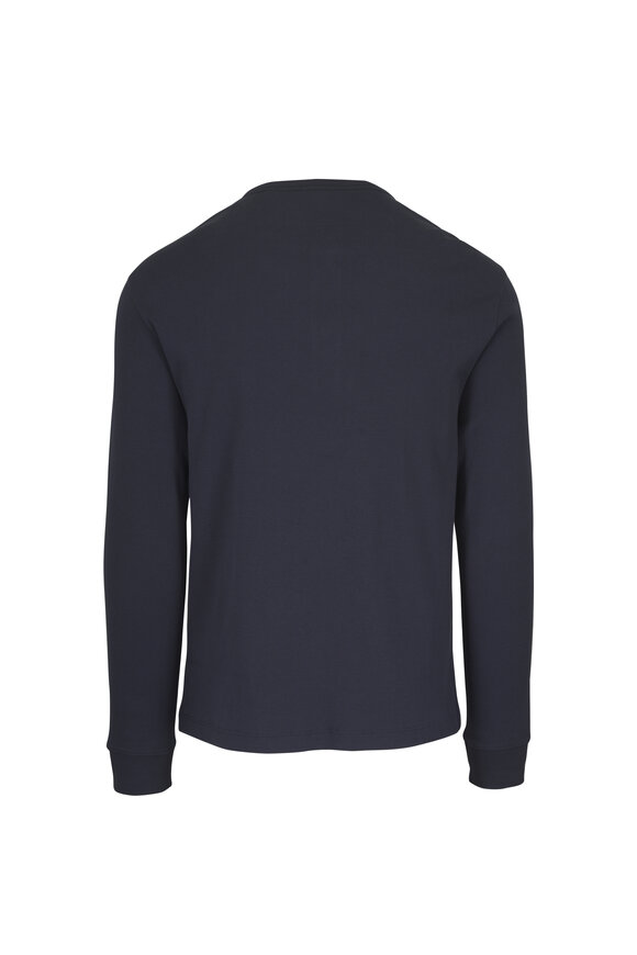 Vince Coastal Blue Cotton Ribbed Henley - view 2