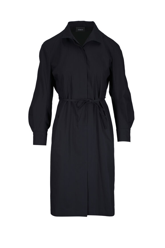 Akris 1779578-ls shirtdrs ctn gab openback w/drwstring