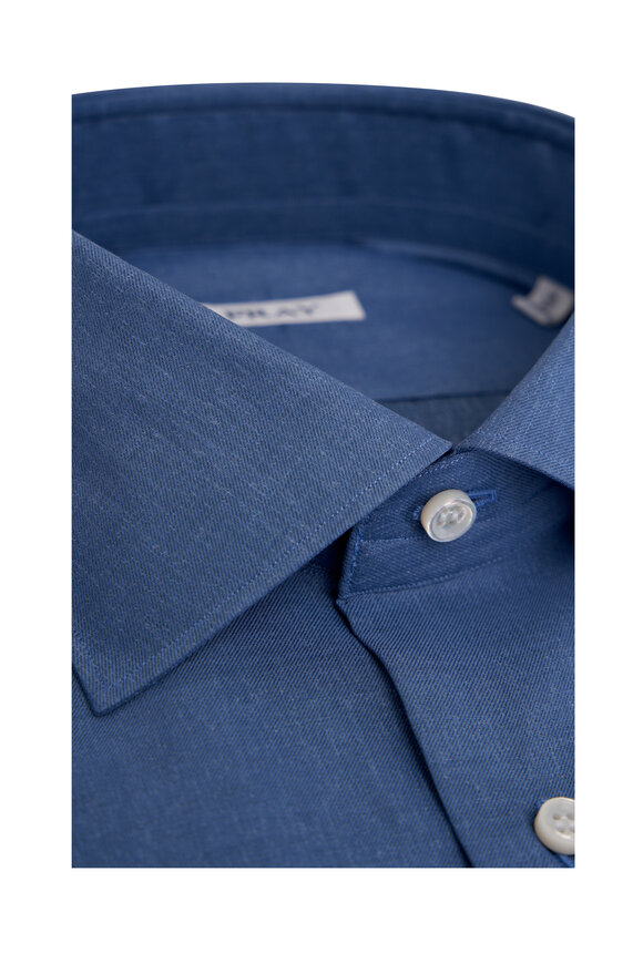 Fray - Solid Blue Cotton Dress Shirt 