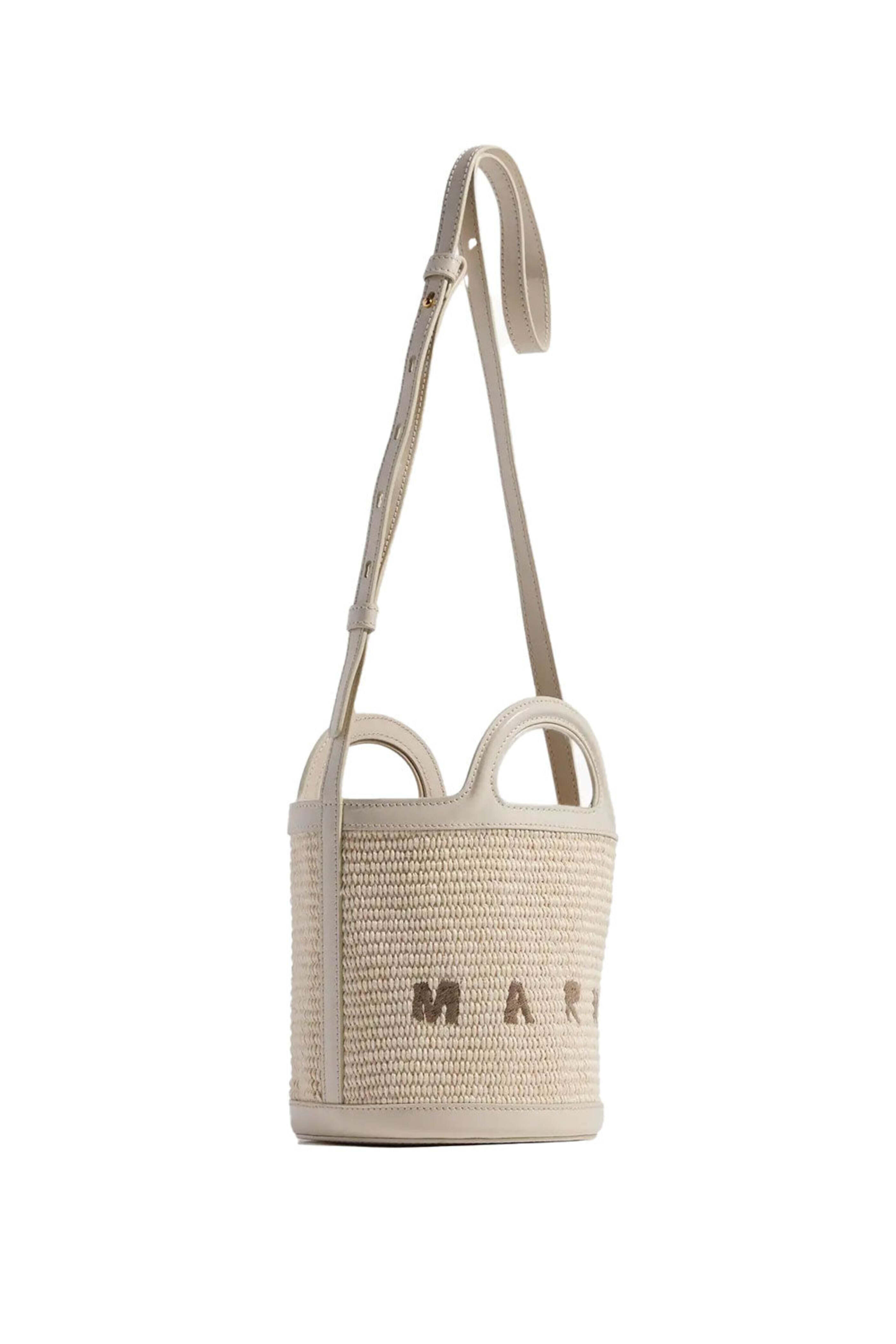 Marni - Small Raffia Bucket Bag in Shell | Mitchell Stores