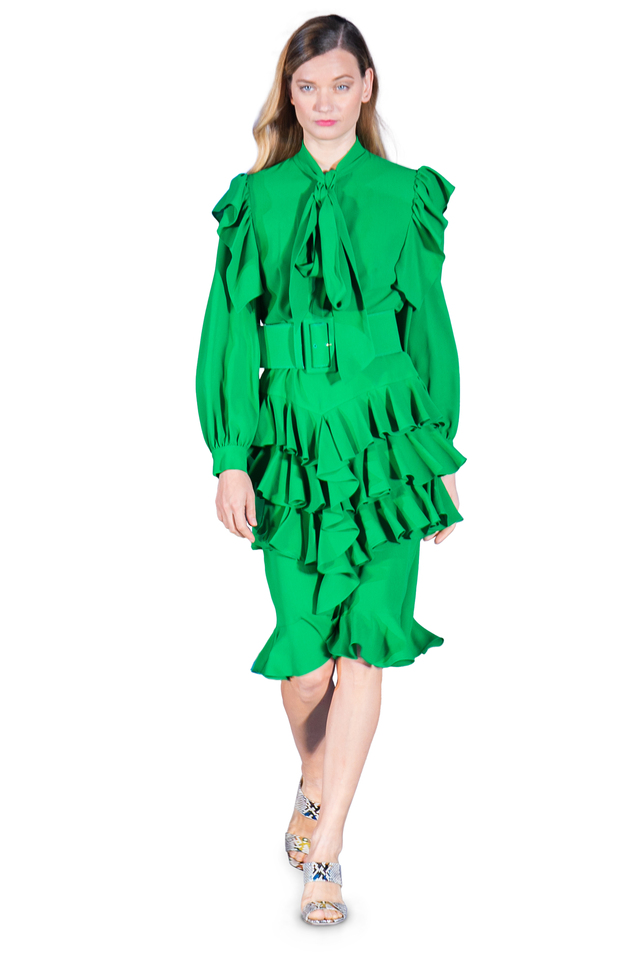 shiny frill dress グリーン shiny frill dress グリーン