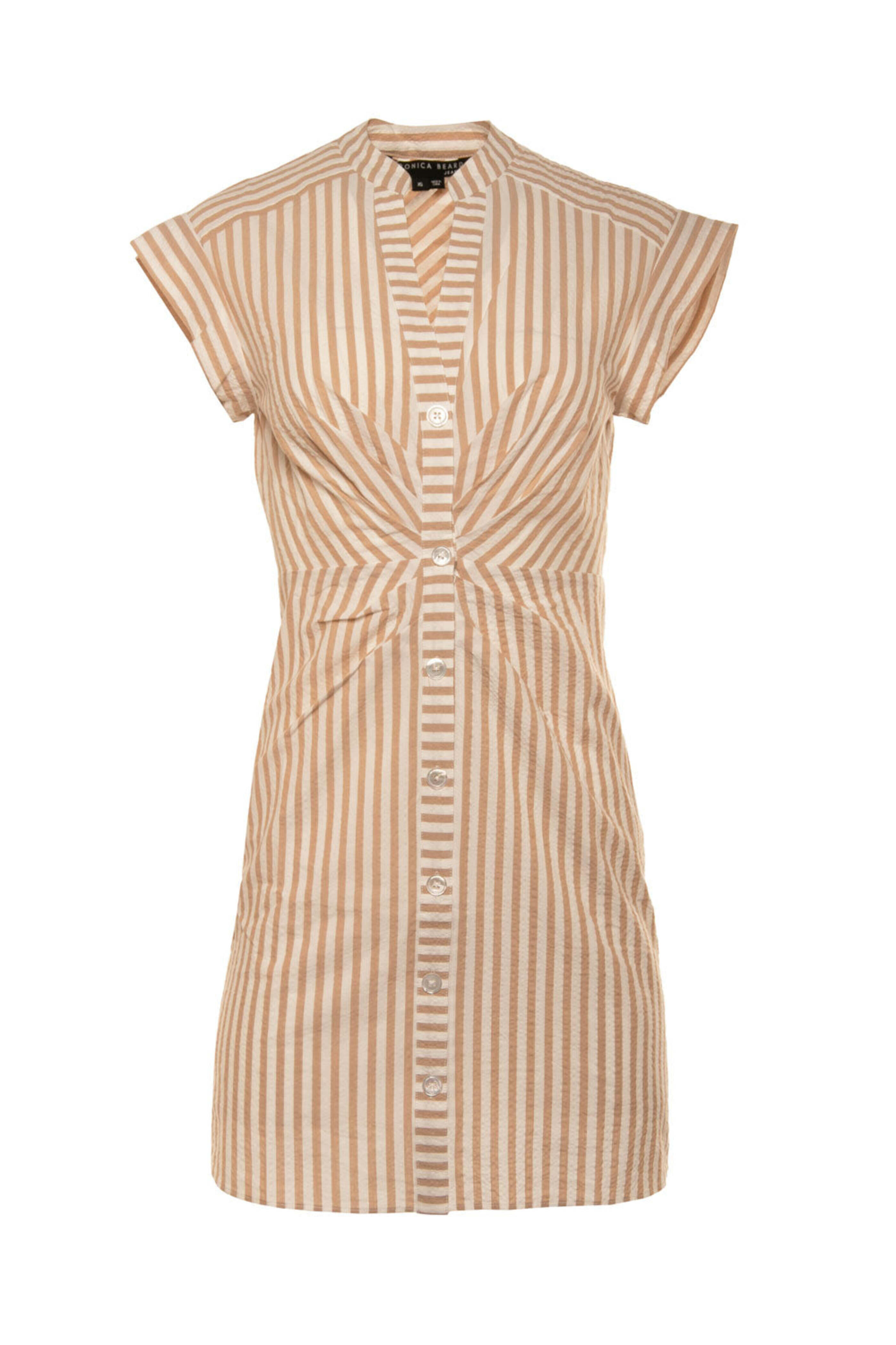 Veronica Beard - Camel Stripe Seersucker Giuliana Dress