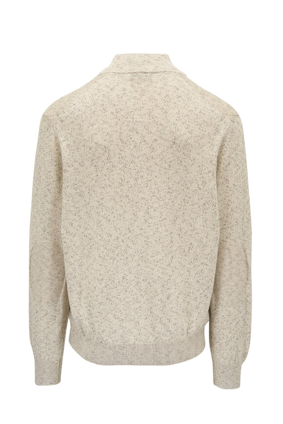 Canali - Sand Cotton Mélange Front Zip Sweater