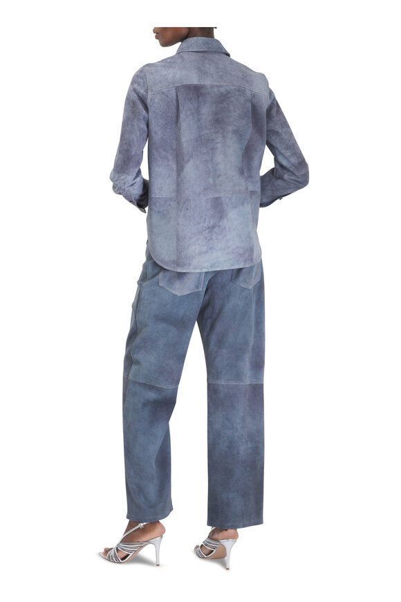 Bottega Veneta Cloudy Indigo Suede Shirt - view 4