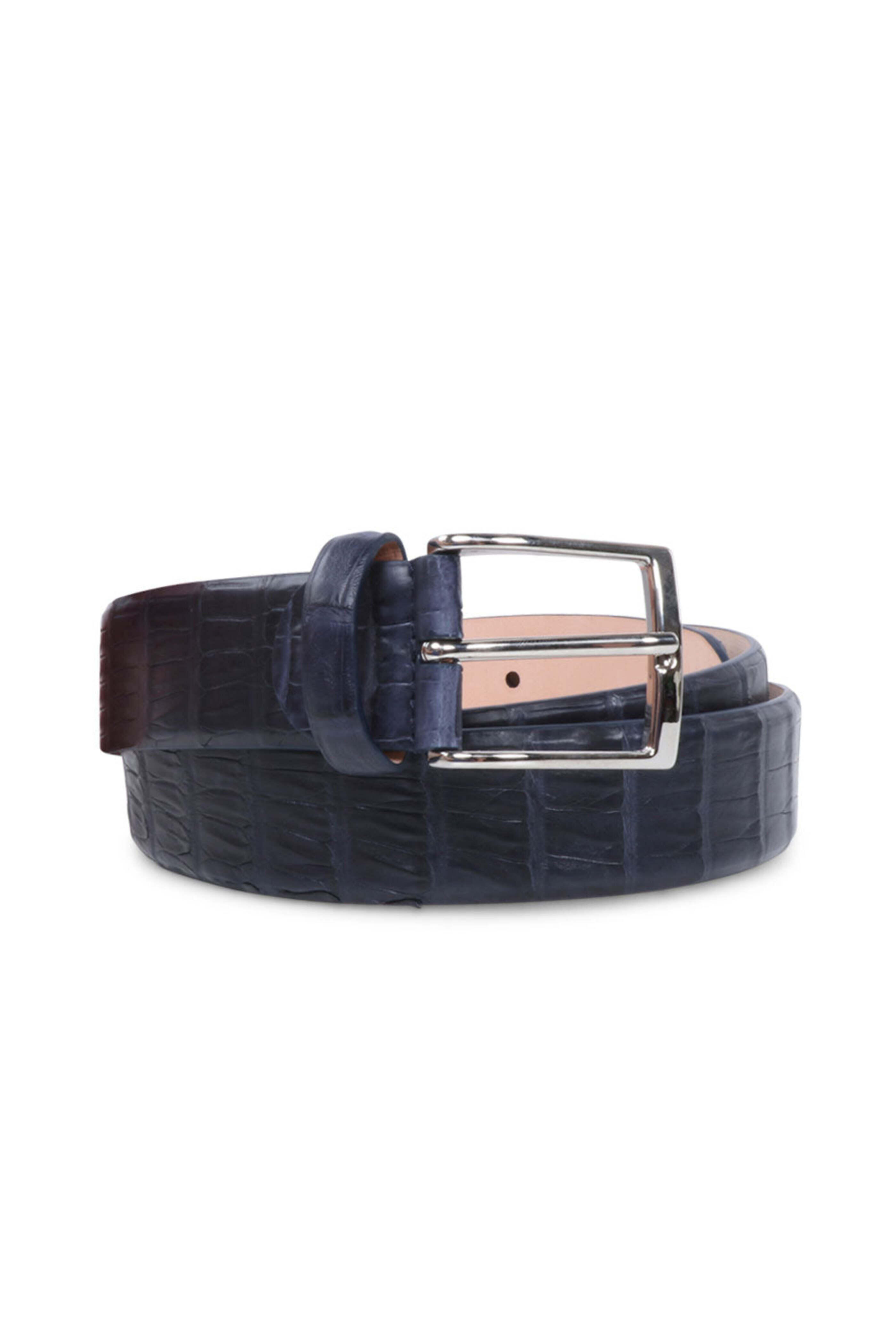 Simonnot-Godard - Crocodile Caimain Belt in Blue Coda