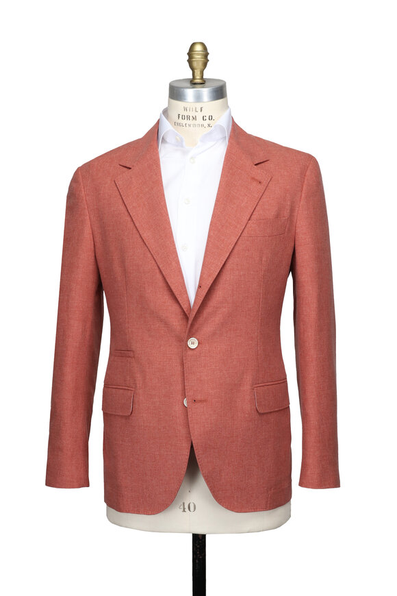 Brunello Cucinelli Solid Orange Fancy Sportcoat - view 3