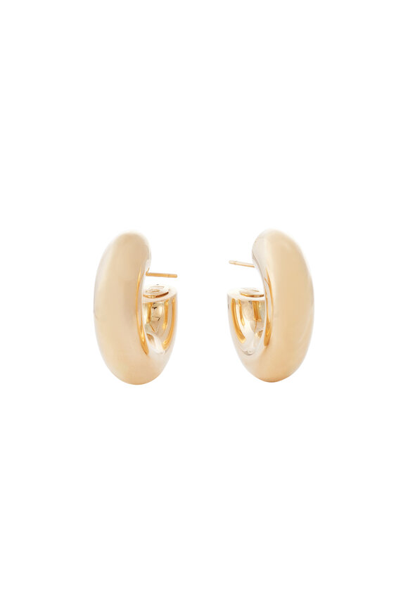 Sidney Garber 18k Yellow Gold Wide Tubular Hoop Earrings - view 2