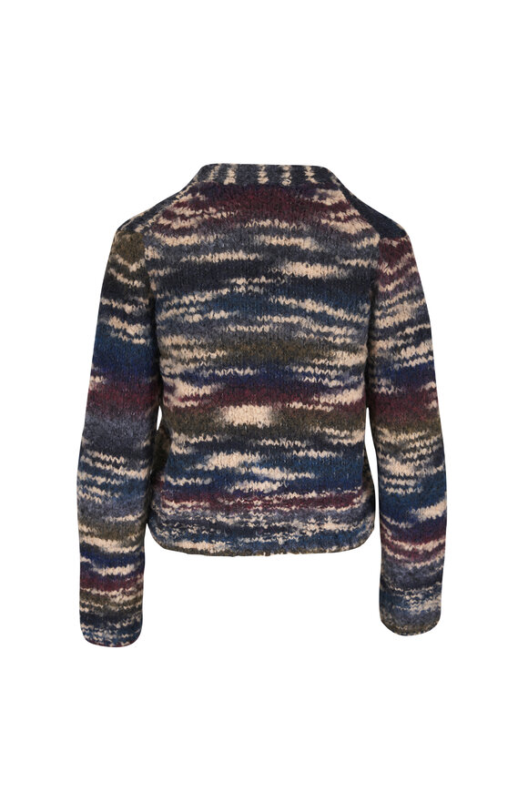 Veronica Beard Monae Teal Multicolor Bouclé Cropped Cardigan - view 2